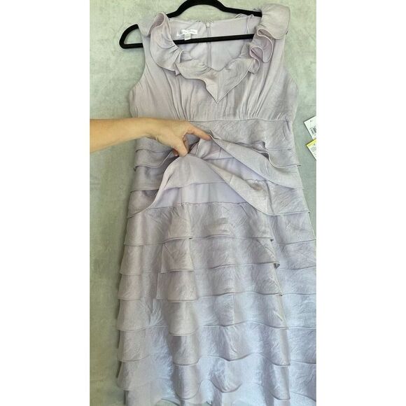 London Times Dress Womens 10 Purple Lilac Shimmer Ruffles Cocktail 90's NWT - Picture 11 of 14